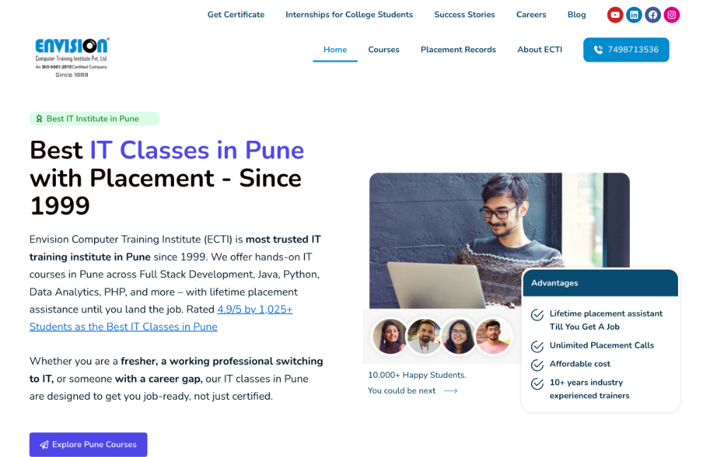 Envision Computer Training Institute Website Preview