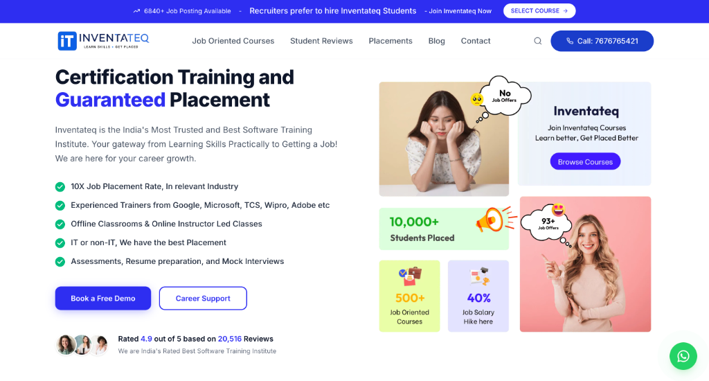 Inventateq Training Institute Website Preview