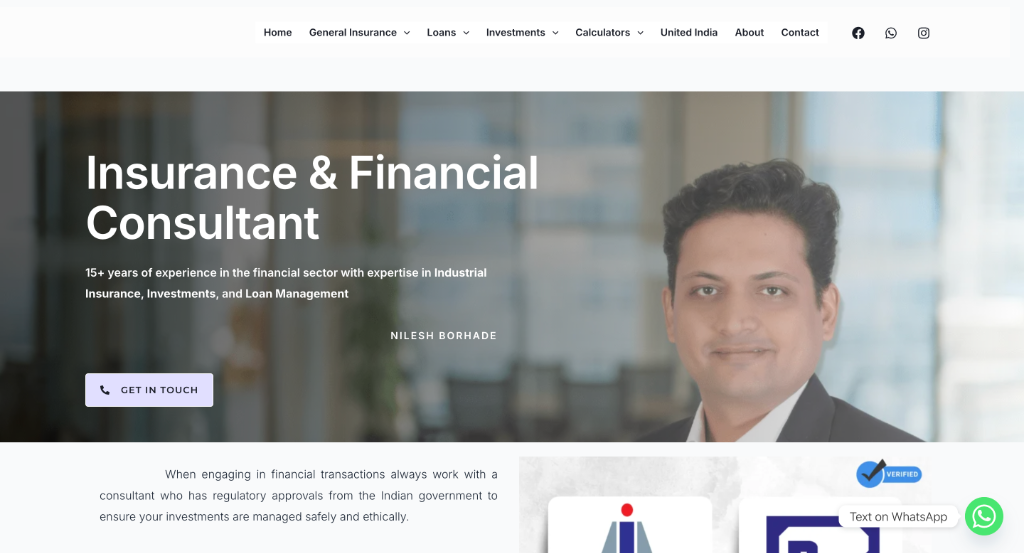 Nilesh Borhade Insurance & Financial Consultant Website Preview