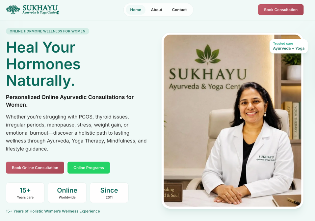 Sukhayu Ayurveda & Yoga Centre Website Preview